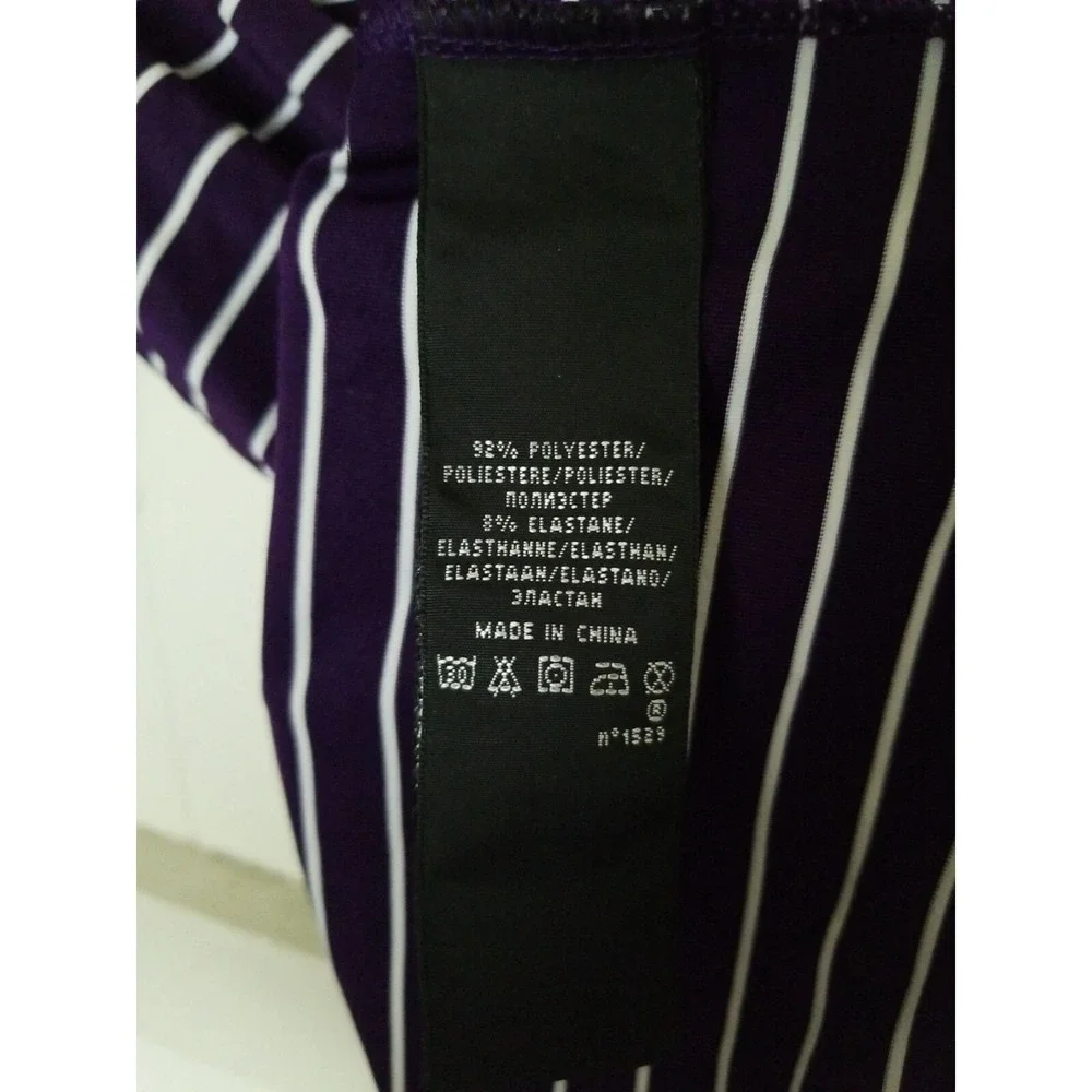 RLX Ralph Lauren Logo Polo Golf Shirt Mens L Purple Short Sleeve Striped